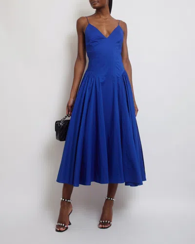 Shop Tove Electric Simple Strap Cotton Midi Dress In Blue