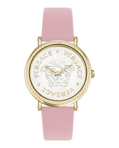 Shop Versace V-dollar Leather Watch In Multi
