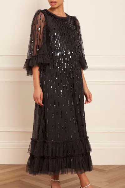 Needle & Thread Glisten Sequined Midi Dress In Black
