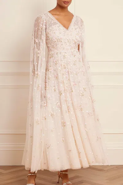 Needle & Thread Dahlia Ditsy Sequin Embroidered Ankle Gown In Champagne