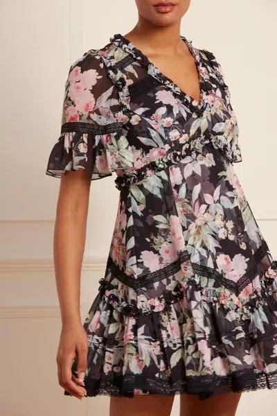 Needle & Thread Paradise Garden Sonata Mini Dress In Black
