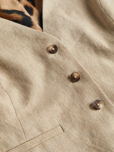 Shop L Agence Drina Linen-cotton Vest In Sand/sahara Leopard