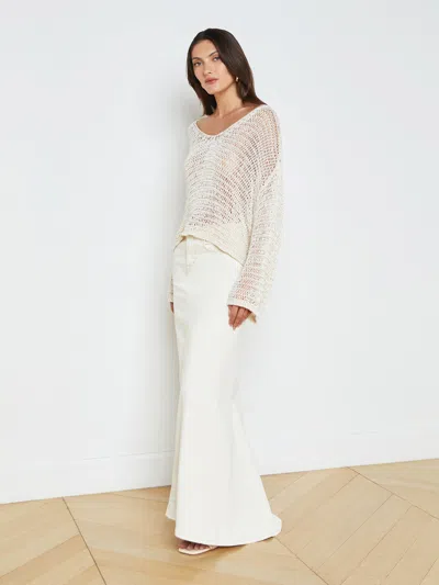 Shop L Agence Ethan Open-knit Pullover In Ivory