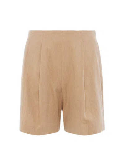 Shop L Agence Hadleigh Linen-cotton Short In Sand