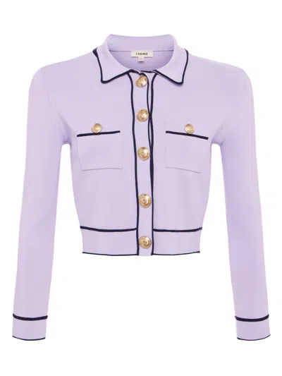 Shop L Agence Neo Cropped Cardigan In Pale Lilac/midnight
