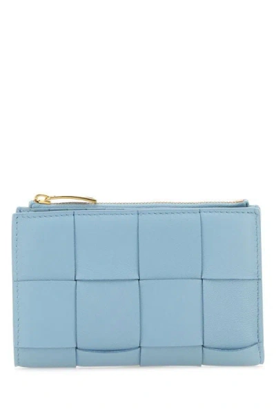 Shop Bottega Veneta Woman Light Blue Cassette Wallet
