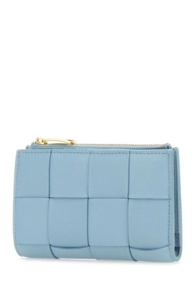 Shop Bottega Veneta Woman Light Blue Cassette Wallet