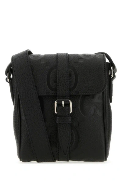 Shop Gucci Man Black Leather Small Jumbo Gg Crossbody Bag