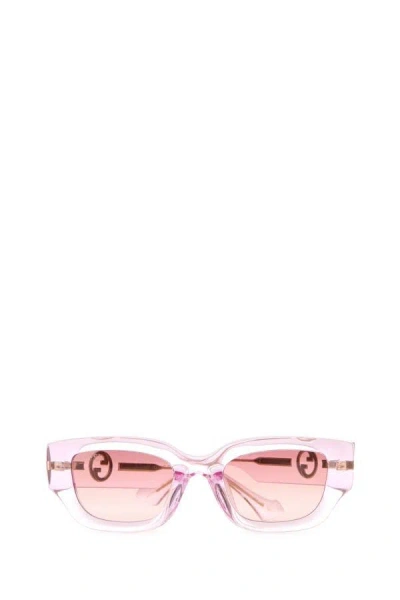 Shop Gucci Woman Pink Acetate Sunglasses