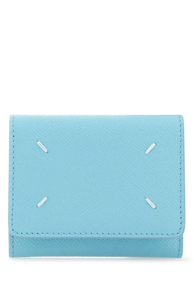 Shop Maison Margiela Woman Light-blue Leather Wallet