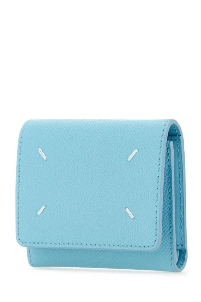 Shop Maison Margiela Woman Light-blue Leather Wallet