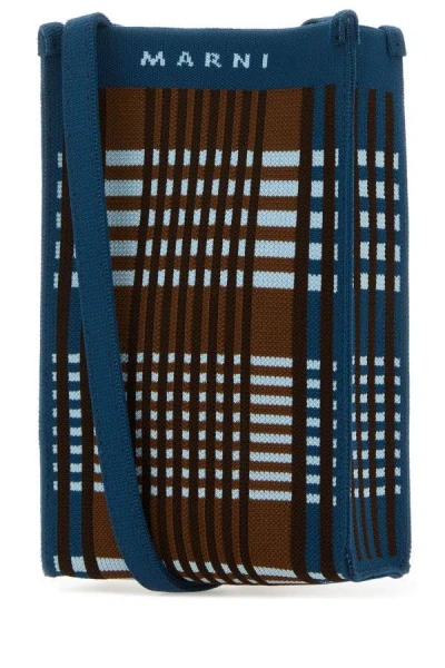 Shop Marni Man Embroidered Fabric Crossbody Bag In Multicolor