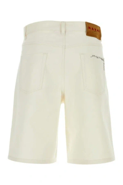 Shop Marni Man White Denim Bermuda Shorts