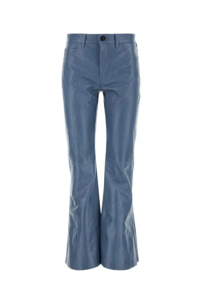 Shop Marni Woman Air Force Blue Leather Pant