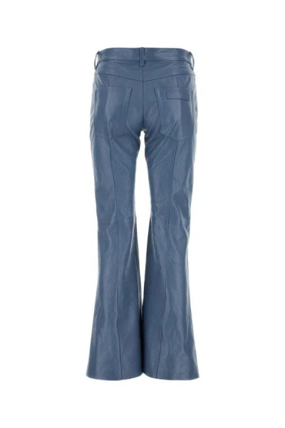 Shop Marni Woman Air Force Blue Leather Pant