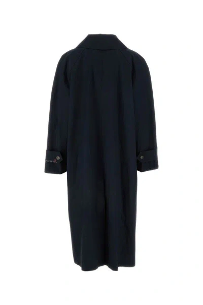 Shop Marni Woman Midnight Blue Cotton Trench Coat