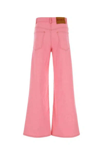 Shop Marni Woman Pink Stretch Denim Wide-leg Jeans