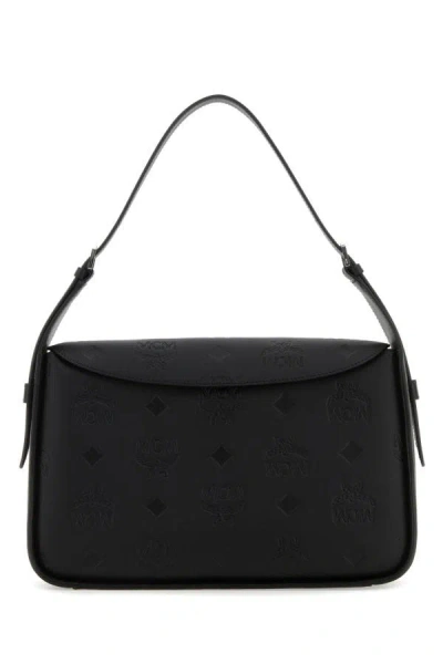 Shop Mcm Woman Black Nappa Leather Medium Aren Shoulder Bag