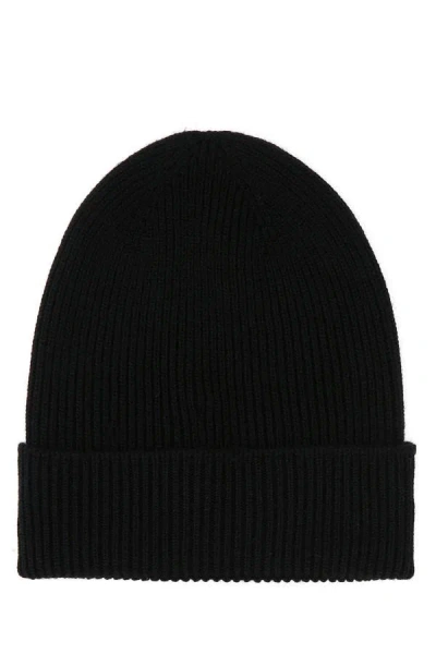 Shop Moncler Man Black Wool Beanie Hat