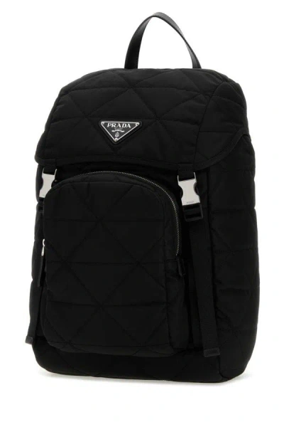Shop Prada Man Black Fabric Backpack