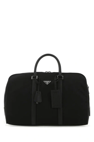 Shop Prada Man Black Nylon Travel Bag