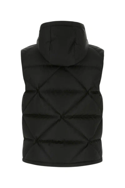 Shop Prada Man Black Re-nylon Sleeveless Down Jacket