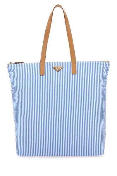 Shop Prada Man Printed Re-nylon Shopping Bag In Multicolor