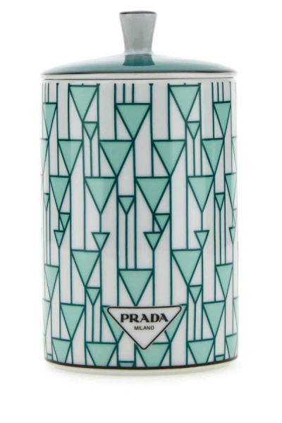 Shop Prada Unisex Embellished Porcelain Candle In Multicolor