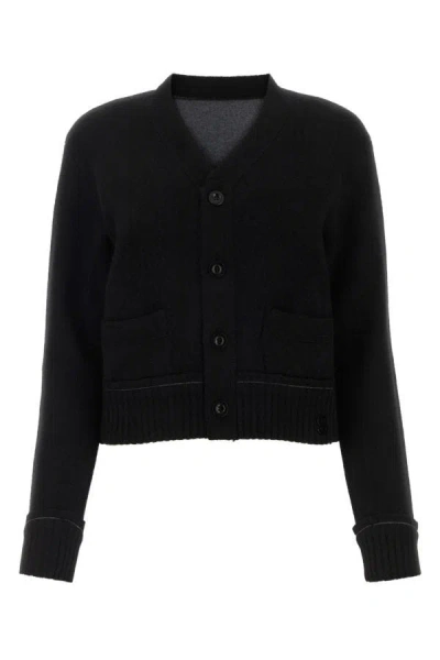 Shop Sacai Woman Black Cashmere Blend Cashmere Knit Cardigan