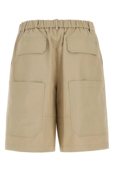 Shop Valentino Garavani Man Beige Stretch Cotton Bermuda Shorts In Multicolor