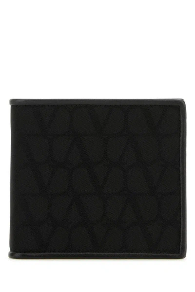 Shop Valentino Garavani Man Black Fabric Toile Iconographe Wallet
