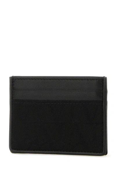 Shop Valentino Garavani Man Black Leather And Fabric Toile Iconographe Card Holder