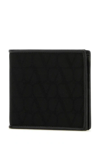 Shop Valentino Garavani Man Black Fabric Toile Iconographe Wallet