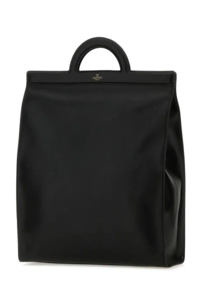 Shop Valentino Garavani Man Black Leather Shopping Bag