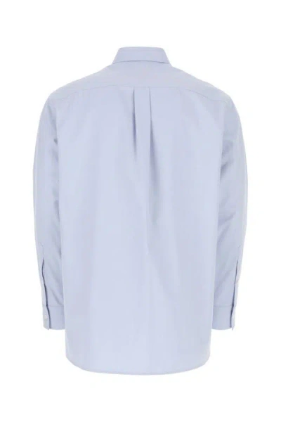 Shop Valentino Garavani Man Powder Blue Cotton Blend Oversize Shirt