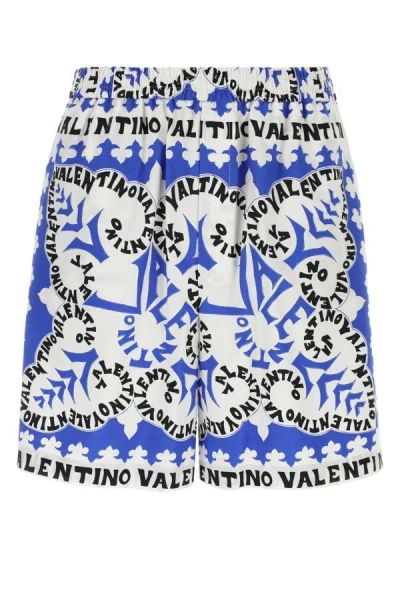 Shop Valentino Garavani Man Printed Poplin Bermuda Shorts In Multicolor