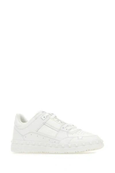 Valentino Leather Freedots Sneakers Studded Detailing In White