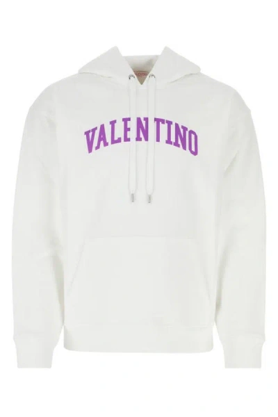 Shop Valentino Garavani Man White Cotton Sweatshirt