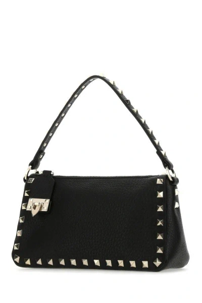 Shop Valentino Garavani Woman Black Leather Small Rockstud Handbag