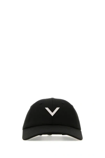 Shop Valentino Garavani Woman Black Stretch Cotton Baseball Cap