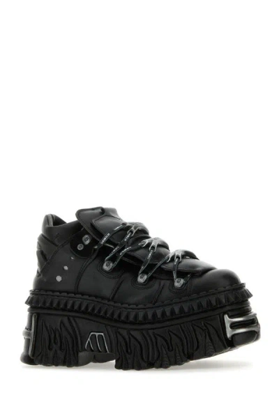Shop Vetements Unisex Black Leather New Rock Sneakers
