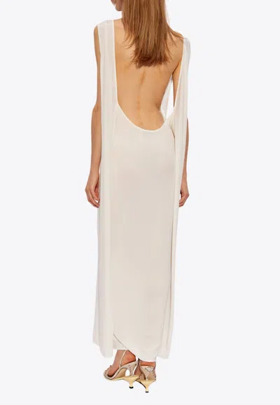 Shop Jacquemus Capa Backless Draped Maxi Dress In White