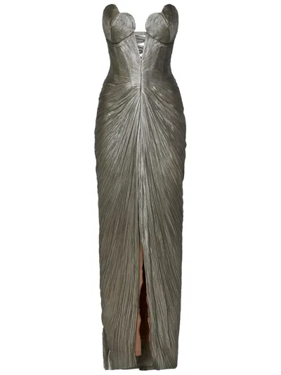 Shop Maria Lucia Hohan Reina Long Dress In Silver