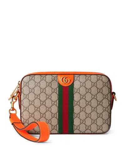 Shop Gucci Small Shoulder Bag Ophidia Gg In Nude & Neutrals