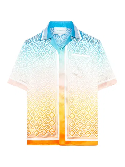 Shop Casablanca Monogram Silk Shirt In Multicolour