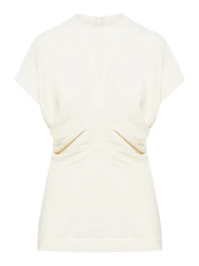 Shop Totême Slouch Waist Crinkled Top Cream In Nude & Neutrals