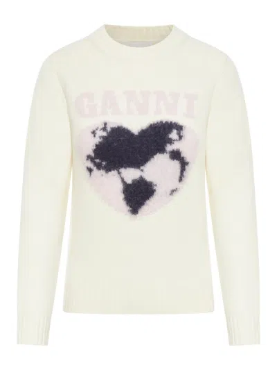 Shop Ganni Wool Blend Sweater In Nude & Neutrals