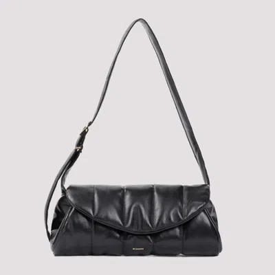 Shop Jil Sander Black Cannolo Nappa Leather Shoulder Bag