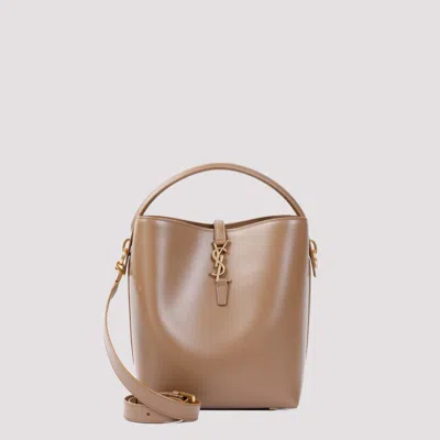Shop Saint Laurent Dark Cork Calf Leather Handbag In Brown