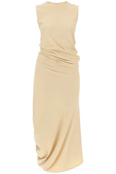 Shop Lemaire Twisted Midi Dress In Beige